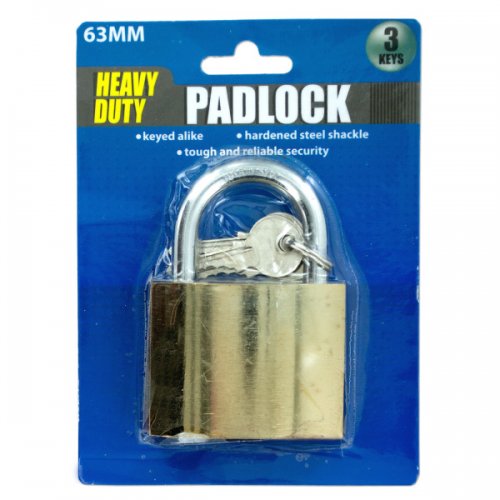 Of453 Metal Padlock With 3 Keys, Silver & Gold