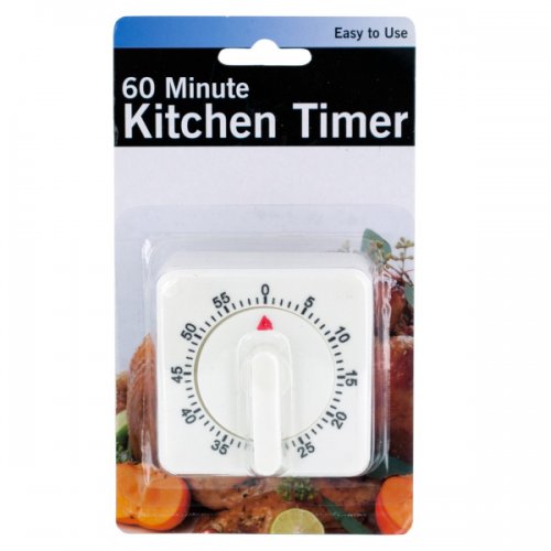 Ol468 60 Minute Manual Dial Kitchen Timer - Black, White, Red