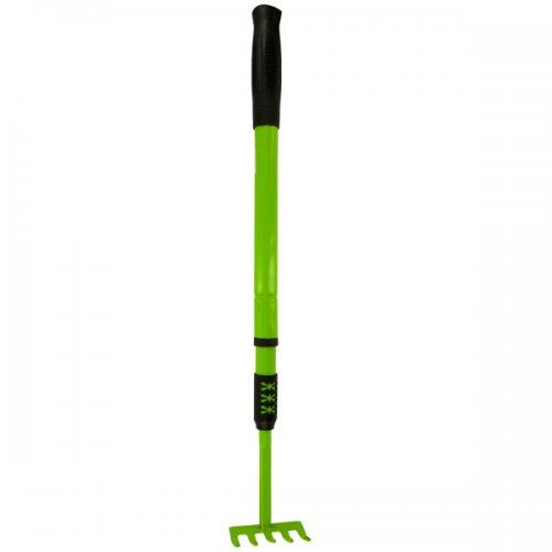 Ol490 Metal Garden Rake With Extendable Handle, Black & Green