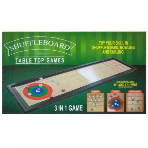 Os190 3 In 1 Shuffleboard Tabletop Game - Black, White, Green, Blue, Red, Silver, Beige