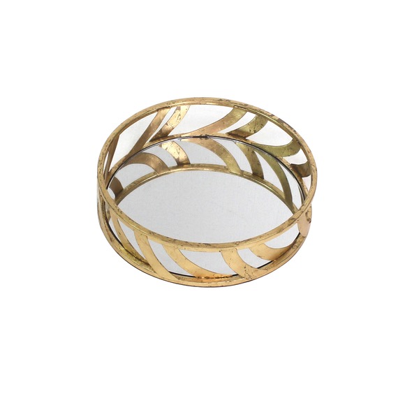 Gold Streamline Mirror Tray - Set Of 2