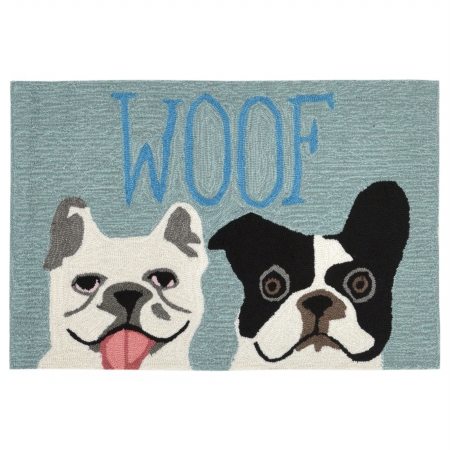 Ftp23188603 Hand Tufted Frontporch Le Woof Animal Rug, Blue - 24 X 36 In.