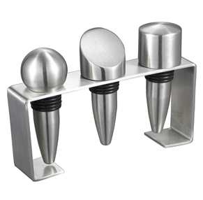 Vac350 Barlow Stainless Steel Wine Stoppers With Rectangular Stand