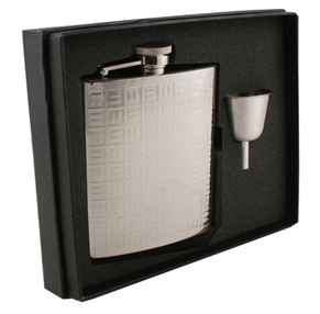 Vset16-2020 Domino Stainless Steel 8 Oz Flask Gift Set