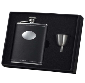 Vset16-1117 Eclipse Leather Stainless Steel 6 Oz Flask Gift Set