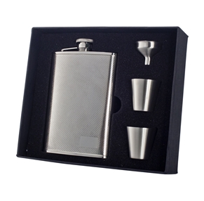 Vset38-1161 Pixel Stainless Steel 8 Oz Deluxe Flask Gift Set