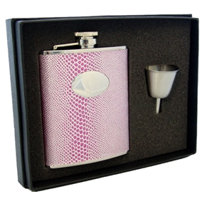 Vset16-1193 Viper Purple Snakeskin Design 6 Oz Flask Gift Set