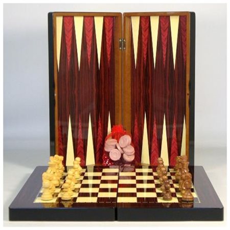 26207ac 19 In. Folding Backgammon & Chess Set, Wood Grain