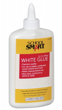 1354286 School Smart Washable School Glue, 8 Oz Squeeze Bottle - Pack Of 12