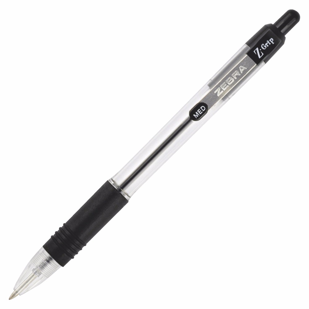 Zebra Pen 1390856 Z-Grip Retractable Ballpoint Pen 1 mm Medium Tip - Clear & Black Ink 1 Dozen Zebra Pen 1390856 Z-Grip Retractable Ballpoint Pen 1 mm Medium Tip - Clear & Black Ink 1 Dozen