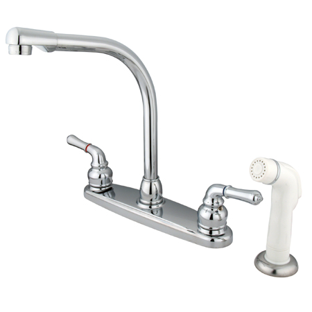 KB751 8 Inch Center Kitchen Faucet With Side Sprayer - Polished Chrome