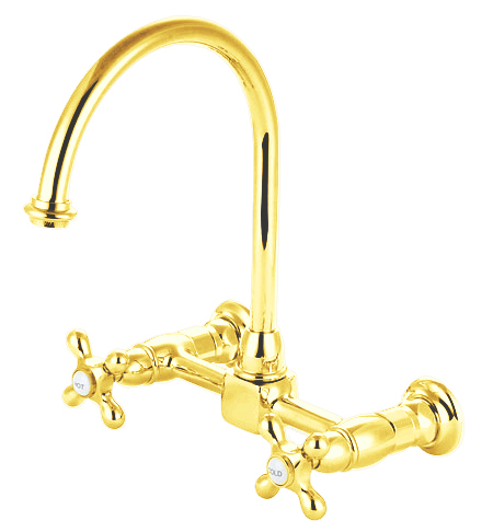 KS1292AX 8 Inch Center Wall Mount Kitchen Faucet - Polished Brass