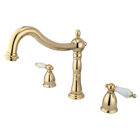 KS1342PL 8 Inch -18 Inch Widespread Roman Tub Filler - Polished Brass