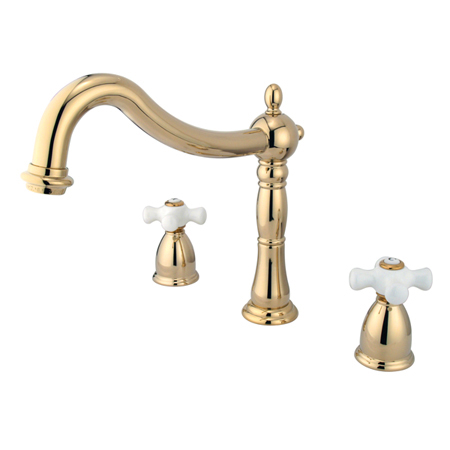 KS1342PX 8 Inch -18 Inch Widespread Roman Tub Filler - Polished Brass