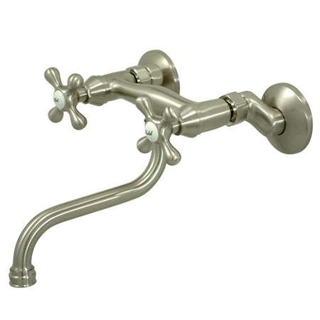 KS216SN Adjustable Center Wall Mount Lavatory Faucet - Satin Nickel