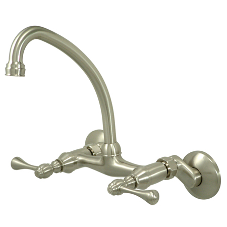 KS314SN 4 Inch -8 Inch Adjustable Center Wall Mount Kitchen Faucet - Satin Nickel
