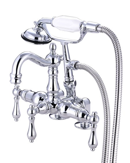Cc1014t1 3 .375 Inch Center Spread Tub-deck Mount Clawfoot Tub Filler With Hand Shower - Polished Chrome