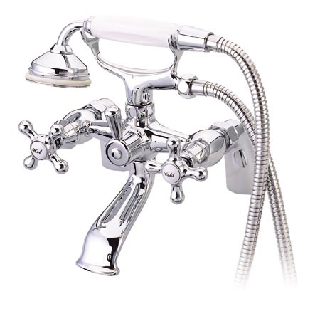 KS267C 6 Inch Center Spread Tub-Deck Mount Clawfoot Tub Filler With Hand Shower - Polished Chrome