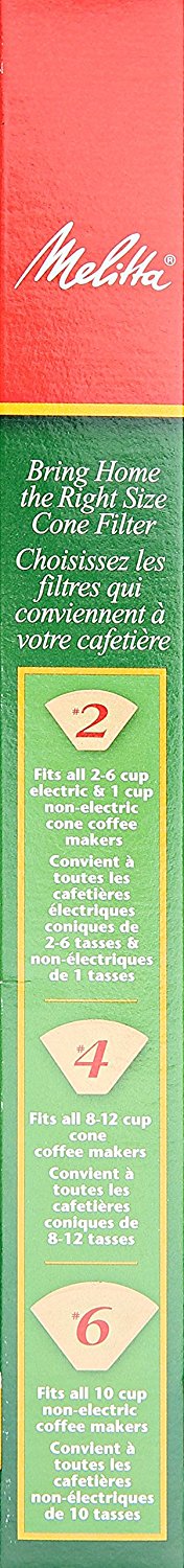Picture of Melitta 626412 40 Count No. 6 Natural Brown Cone Coffee Filters