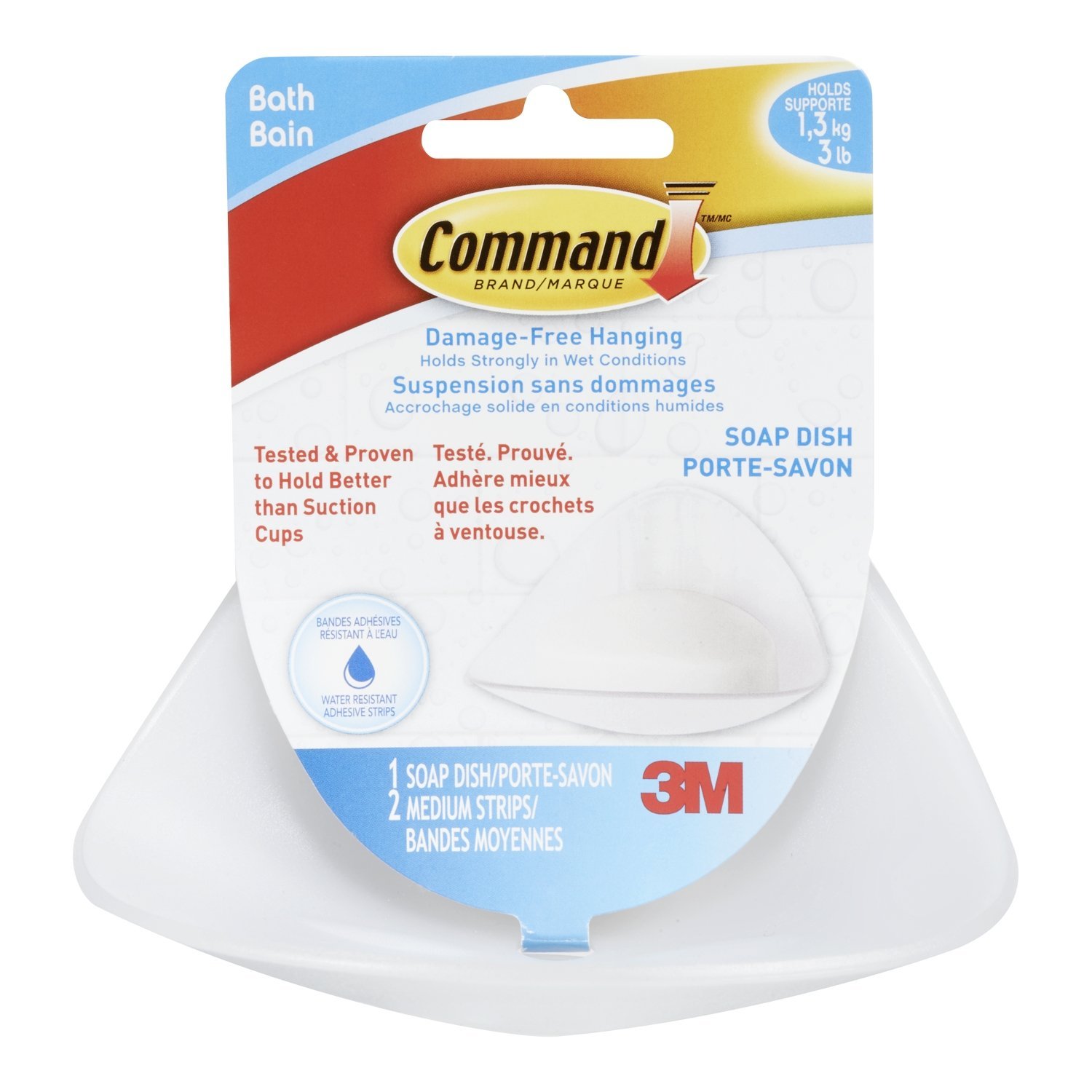 Picture of 3m BATH14-ES Command Soap Dish With Water-Resistant Strips