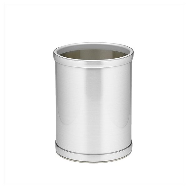 Picture of Kraftware 76348 Mylar Brushed Chrome 10 Inch Round Waste Basket