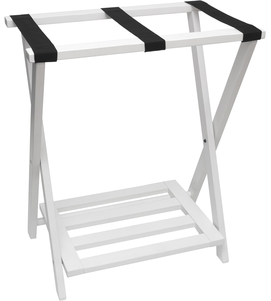 Picture of Lipper International 502W Right Height Luggage Rack with Shoe Rack - White finish