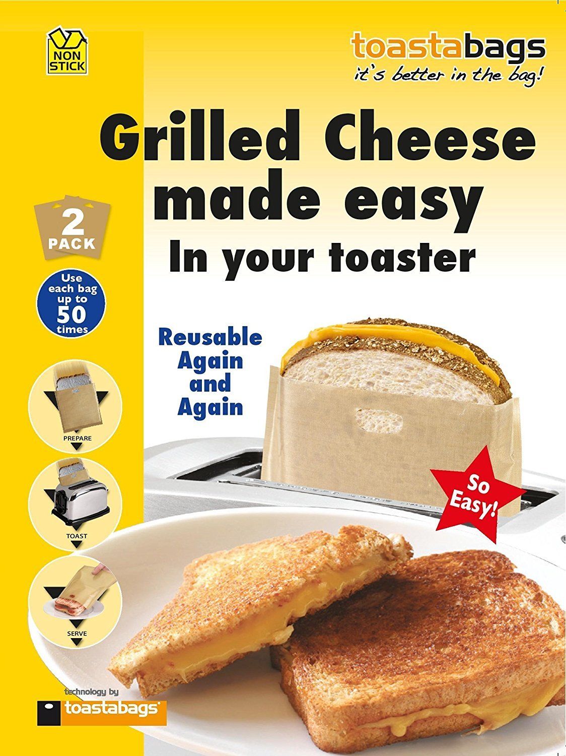 Picture of Toastabags 7-B360 Twin Pack - Grilled Cheese in Your Toaster No Fuss No Mess - Reusable 50 Times - Pack of 3