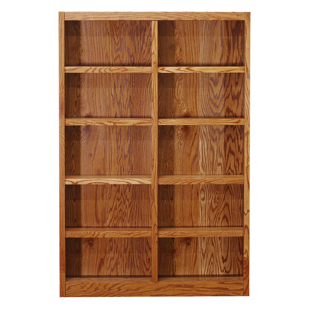 Picture of Concepts In Wood MI4872-D Double Wide Bookcase- Dry Oak Finish 10 Shelves