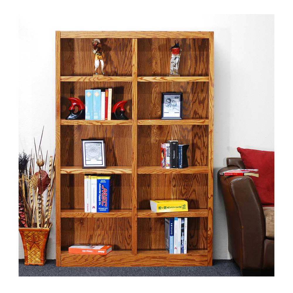 Picture of Concepts In Wood MI4872-D Double Wide Bookcase- Dry Oak Finish 10 Shelves