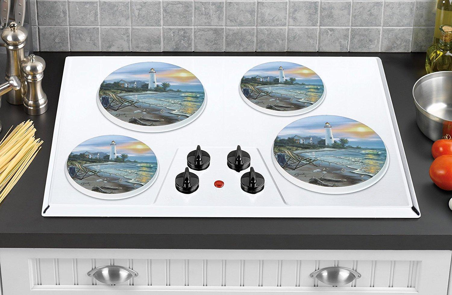 Picture of Reston Lloyd Burner Covers for Electric Stovetop, Decorative Lightweight Tin Covers, Set of 4 Covers (2-8 inch &amp; 2-10 inch), Conceals Messy Drip Pans  - A perfect Day