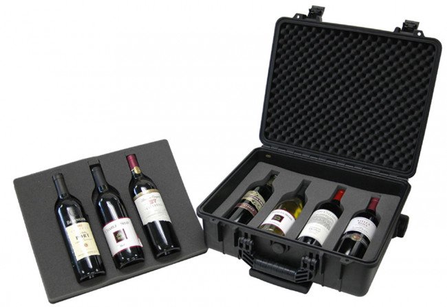 Picture of TZ Case WCB-018 B Wheeled 7 Bottle Wine Bottle Case, Black