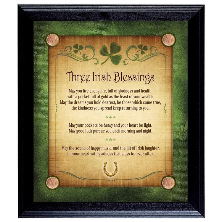 Picture of American Coin Treasures 11893 Three Irish Blessings with 4 Lucky Irish Pennies Wall Frame