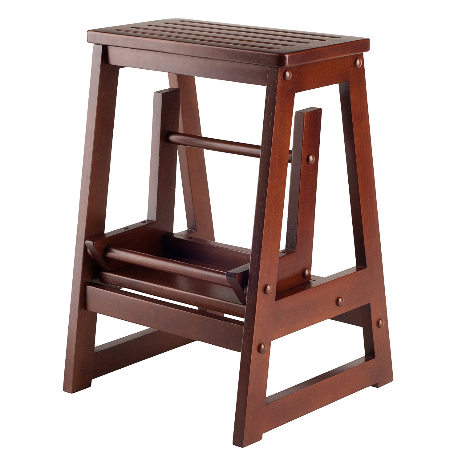 Picture of Winsome 94022 - Folding Step Stool - Walnut Solid - Composite Wood