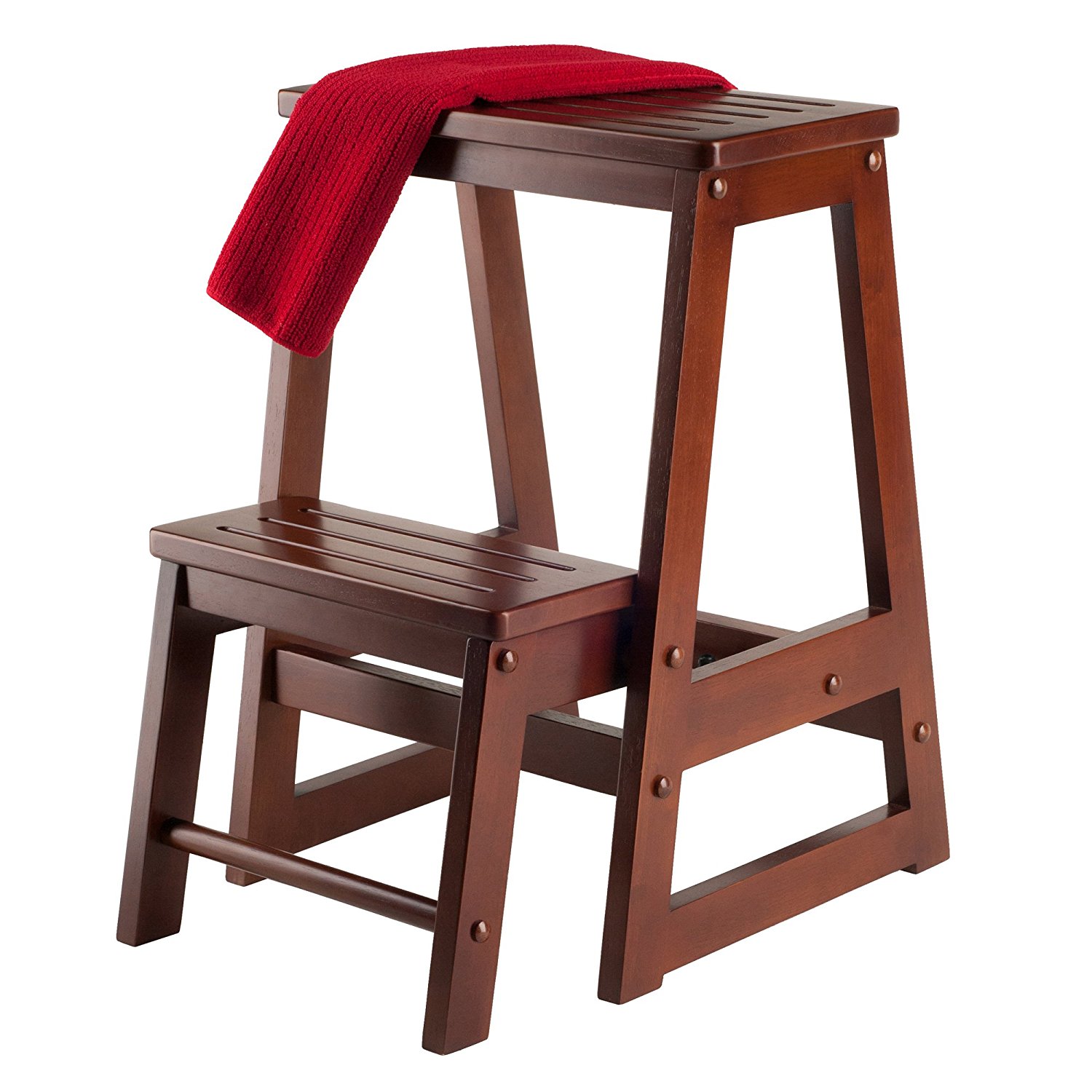 Picture of Winsome 94022 - Folding Step Stool - Walnut Solid - Composite Wood
