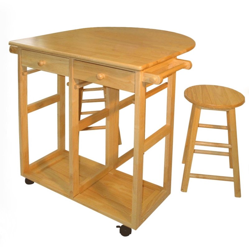 Picture of Yu Shan CO USA Ltd 355-20 Breakfast cart with drop-leaf table  Natural