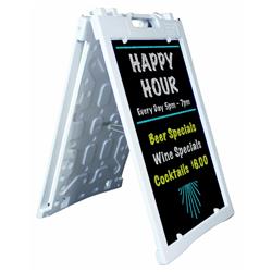 Picture of Aarco PAF-4WT Universal Sidewalk A-Frame Sign Holder with Deluxe Black Chalkboard&#44; White