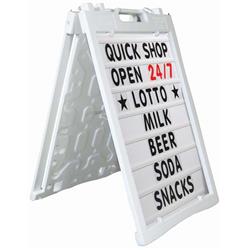 Picture of Aarco PAF-5WT Universal Sidewalk A-Frame Sign Holder with Deluxe White Changeable Letter Board&#44; White