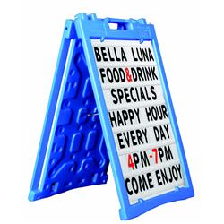 Picture of Aarco PAF-5BL Universal Sidewalk A-Frame Sign Holder with Deluxe White Changeable Letter Board&#44; Blue