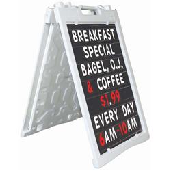 Picture of Aarco PAF-6WT Universal Sidewalk A-Frame Sign Holder with Deluxe Black Changeable Letter Board&#44; White