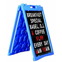 Picture of Aarco PAF-6BL Universal Sidewalk A-Frame Sign Holder with Deluxe Black Changeable Letter Board&#44; Blue