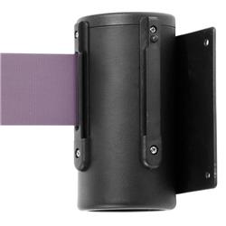 Picture of Aarco WM-10BK 10 ft. Black Wall-Mount Stanchion with Purple Retractable Belt