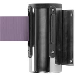 Picture of Aarco WM-10C 10 ft. Chrome Wall-Mount Stanchion with Purple Retractable Belt