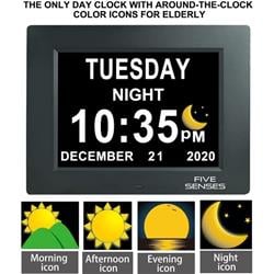 BAT-1732C 8 in. Fivesenses Digital Calendar Clock