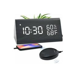 BAT-1735BK Coolfire Wooden Vibrating Alarm Clock, Black