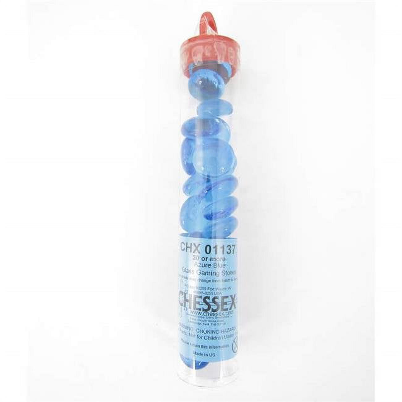 Glass Stones Tube - Azure Blue, 20 Stones