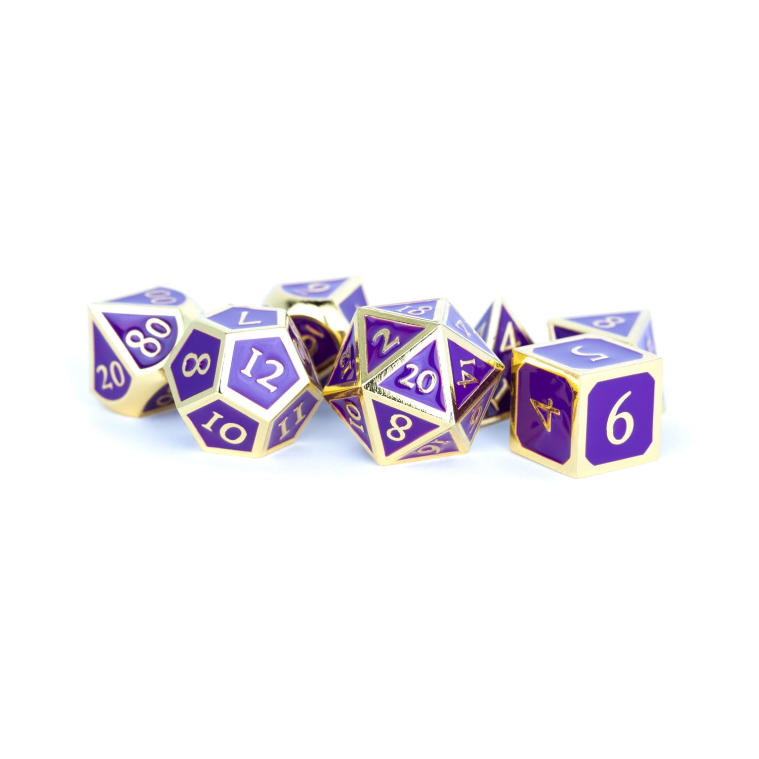 LIC017 16 mm Metal Enamel, Board Game - Gold & Purple - Set of 7