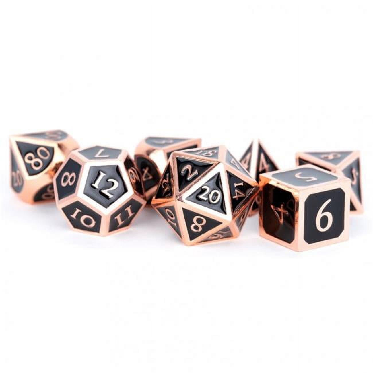 16 mm Metal Enamel, Board Game - Black & Copper - Set of 7
