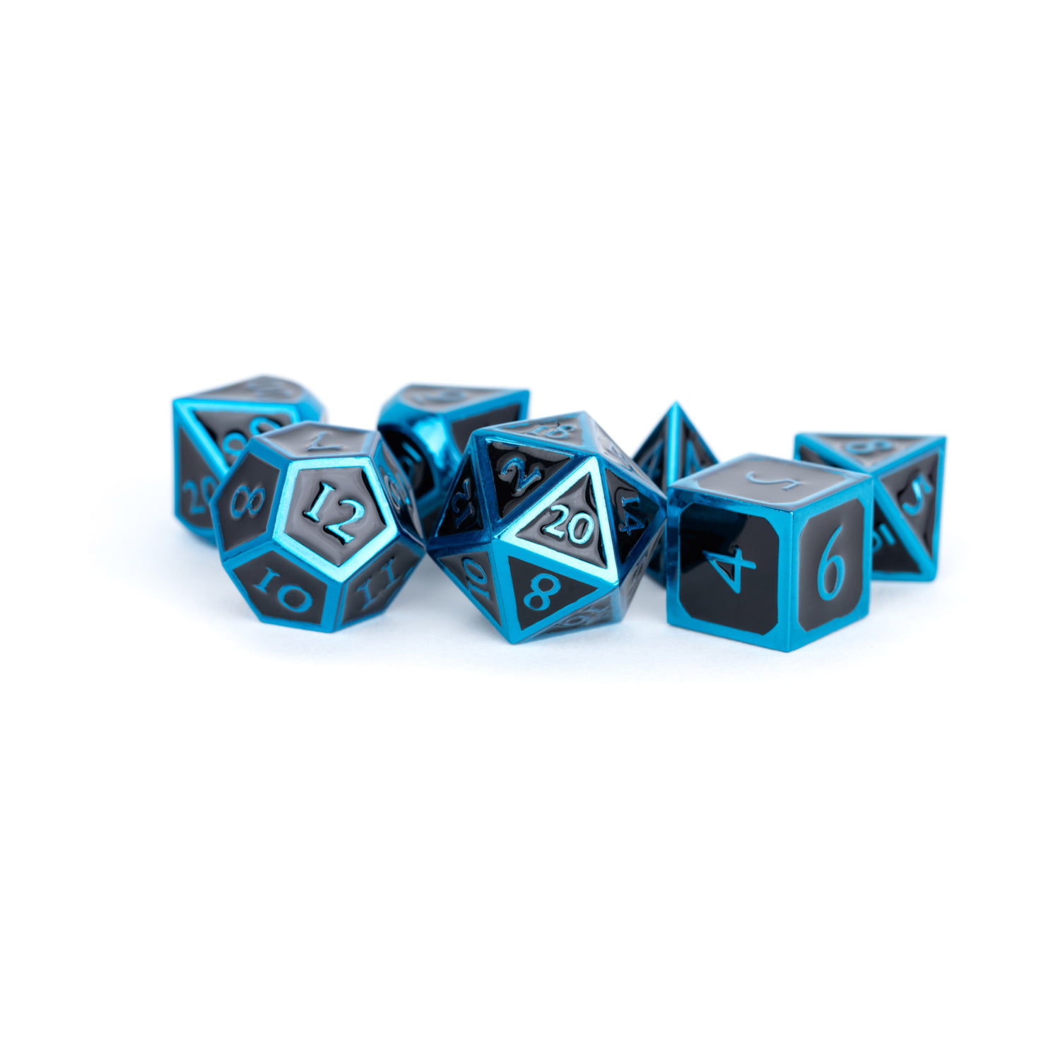 16 mm Metal Enamel, Board Game - Black & Blue - Set of 7