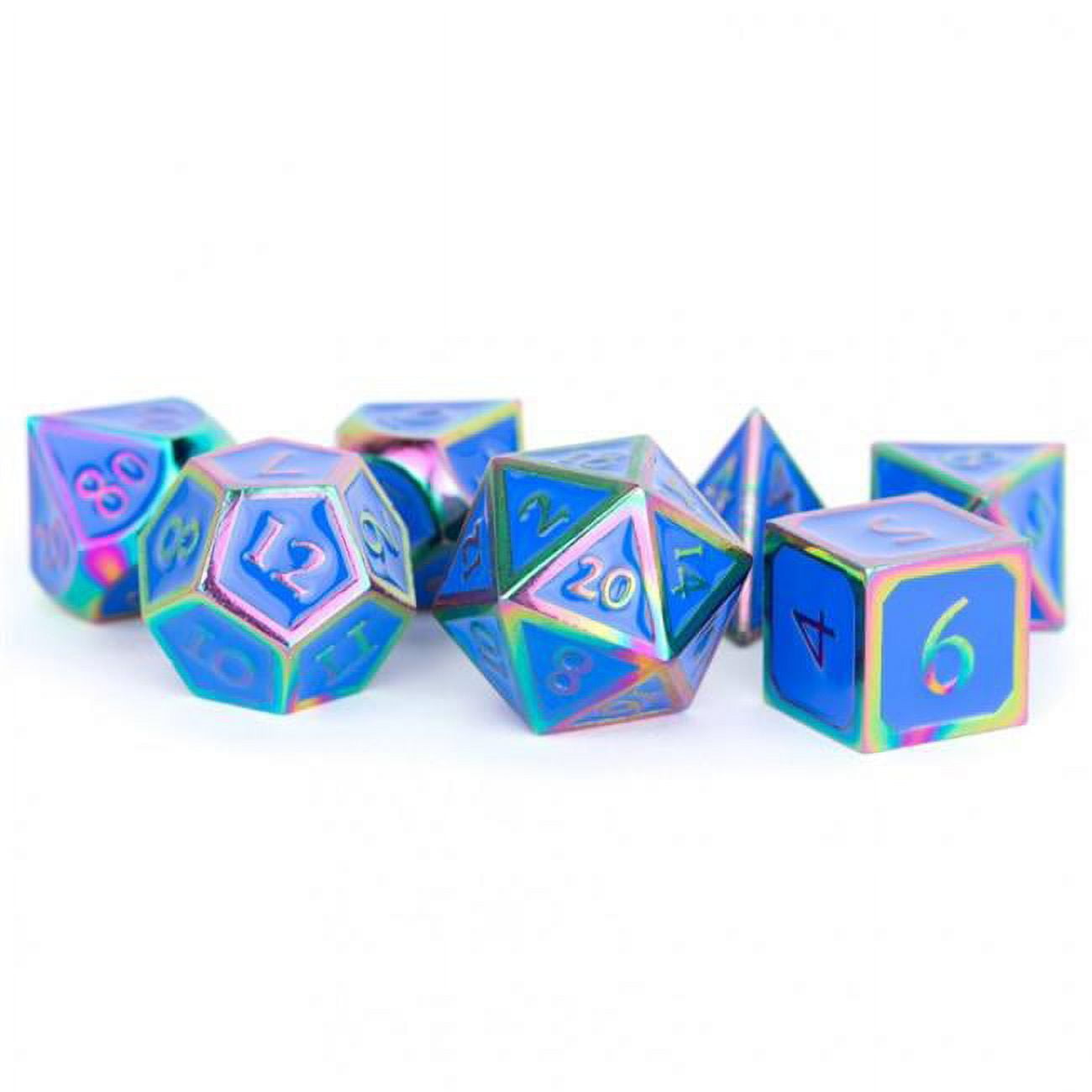 16 mm Metal Enamel, Board Game - Rainbow & Blue - Set of 7