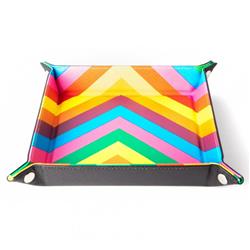 10 x 10 in. Folding Dice Tray - Leather - Rainbow